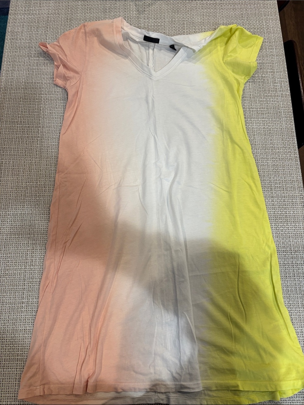ATM Anthony Thomas Melillo White Tee Dress with Pink and Yellow Ombre